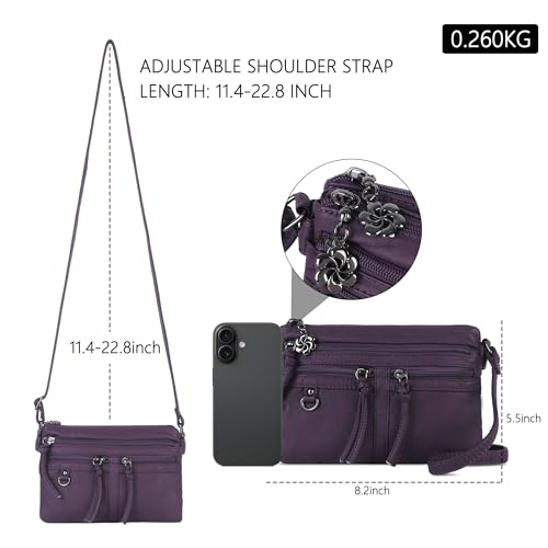 Angel Kiss Small Crossbody Bag for Women Leather Triple Compartments Shoulder Bag for Women Shoulder Bags for Women Cell