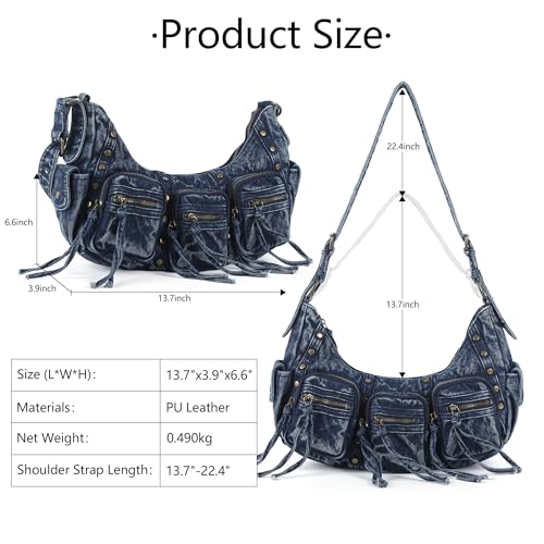 Angel Kiss Y2K Shoulder Bag for Women with Multi Pockets and Studded Design
Angel Kiss Designer Hobo Bag for Women with