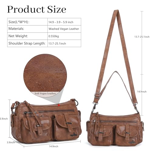 Angel Kiss Multi Pocket Crossbody Shoulder Bag for Women with Adjustable Strap
